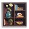 Stupell Industries Elegant Bookshelf Still-Life with Lotus Floral Vase in Gray Frame Wall Art